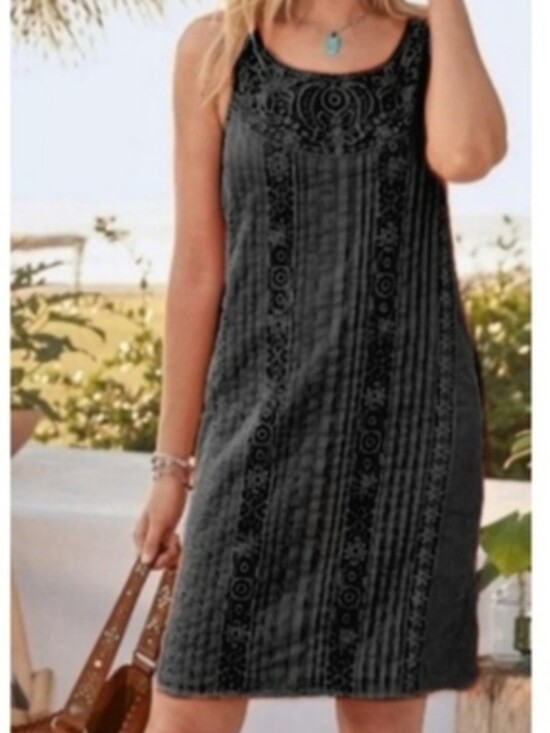 Sundance Dresses & Skirts - Sundance Amira Black Lace Yoke Crochet Bohemian Sleeveless Mini Dress Size M
